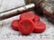 *6* 12mm Dark Washed Matte Opaque Red Bee Coin Beads